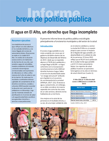 El agua en El Alto, un derecho que llega incompleto